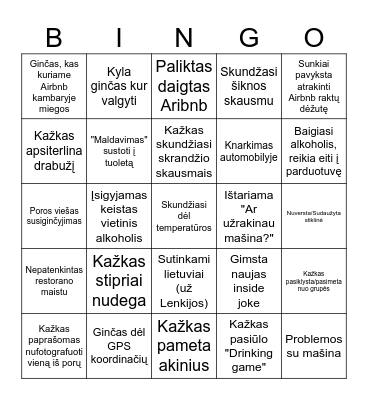 EURO TRIP BINGO Card