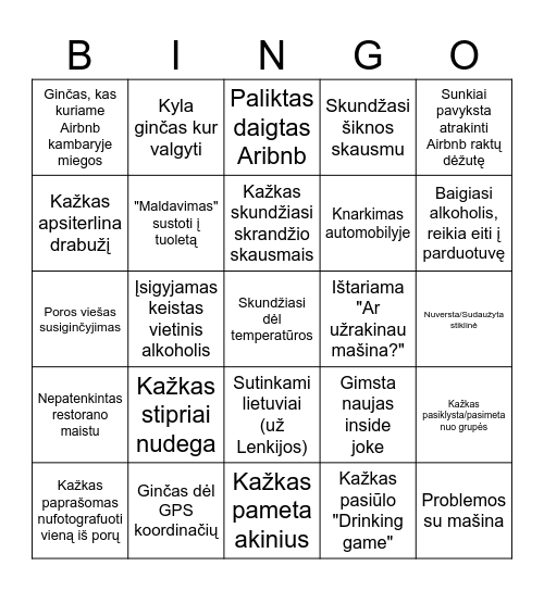 EURO TRIP BINGO Card