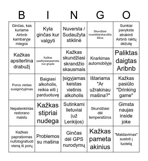 EURO TRIP BINGO Card