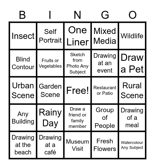 MUSE Sketchbook BINGO Summer 2025 Bingo Card