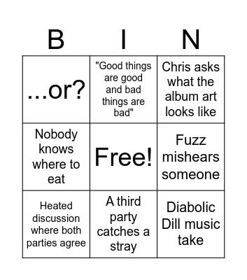 Alcove gaming Bingo Card