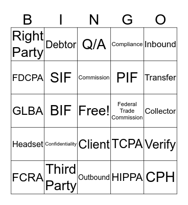 PFS  Bingo Card