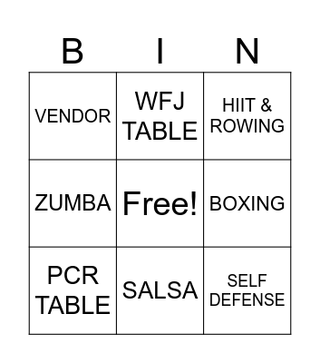 FITNESS EVENT Bingo Card