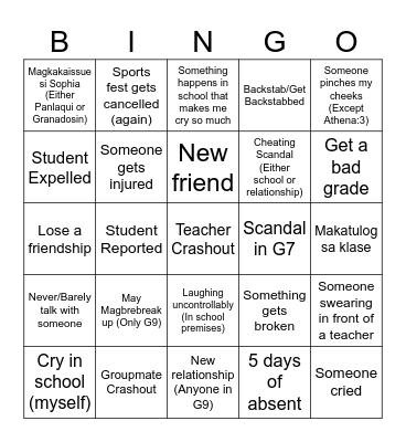SCHOOL YEAR BINGOOOOOO Bingo Card
