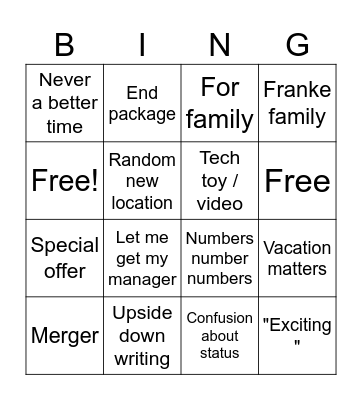 Bonvoy bingo Card
