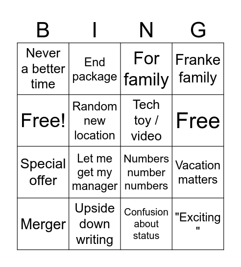 Bonvoy bingo Card