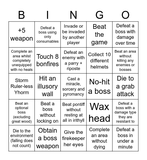 Dark Souls 3 Bingo Card