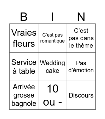 Vendredi Bingo Card
