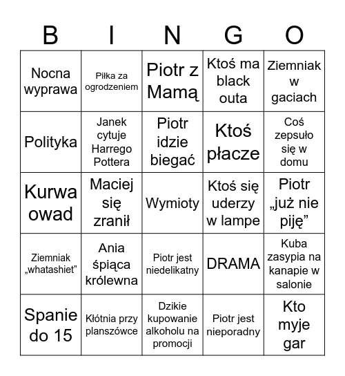Papieskie działowanie Bingo Card