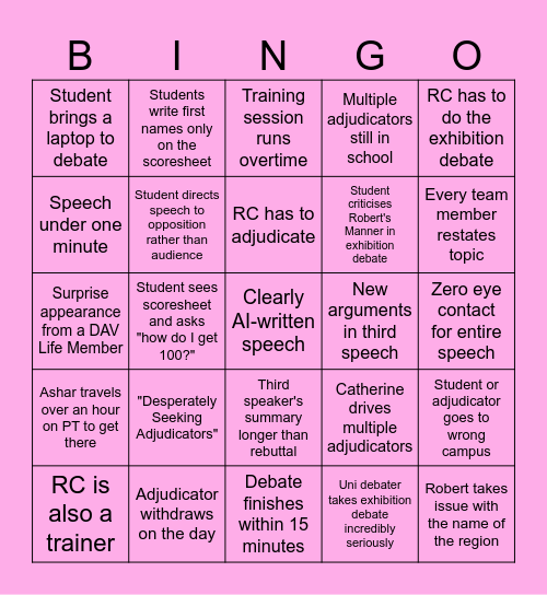 JSP Bingo Card