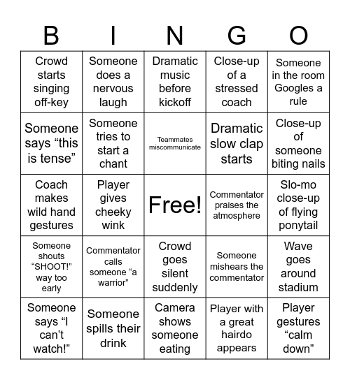 Women's Euros Bingo! Bingo Card