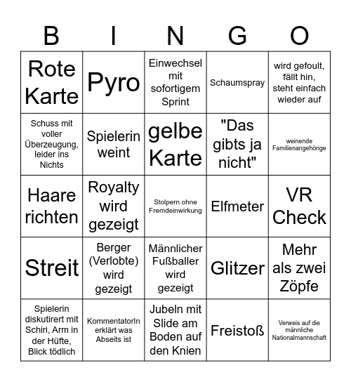 Frauenfußball Bingo Card