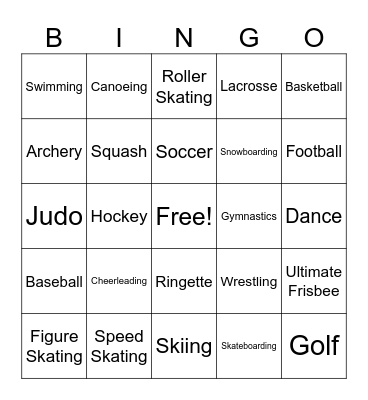 Sports BINGO Card