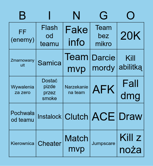 Bingo dla Revvi Bingo Card