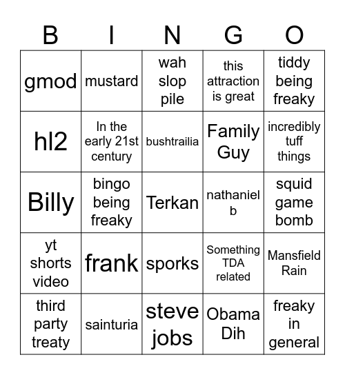 new age tdeedus brainrot Bingo Card