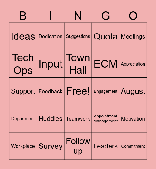 ENPS Themed Bingo Card