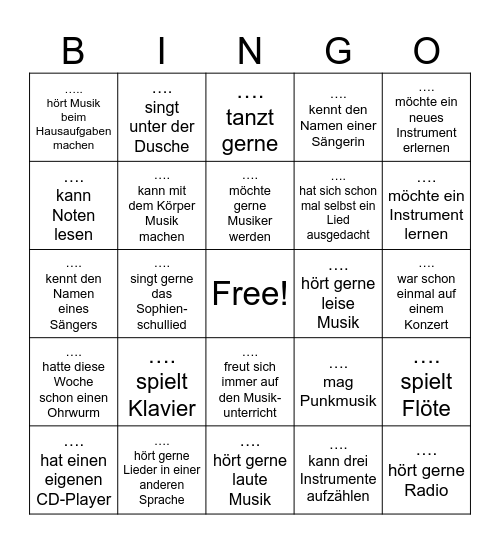 Finde jemanden, der / die… Bingo Card