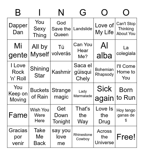Música del 75 Bingo Card
