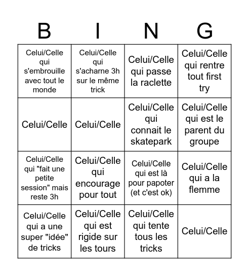 Bingo Edition Skatepark Bingo Card
