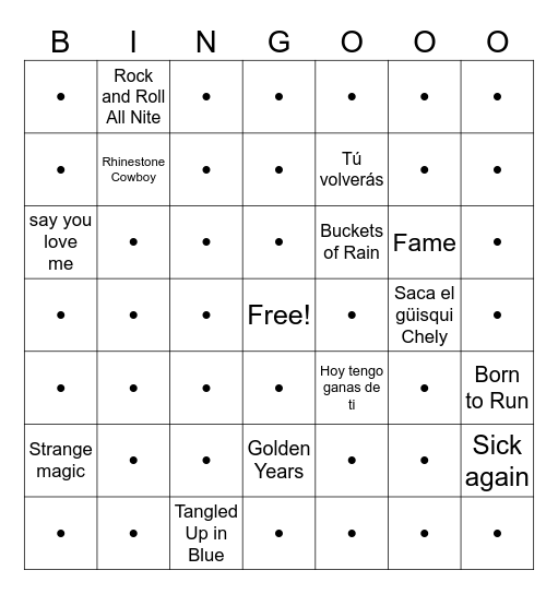 Música del 75 Bingo Card
