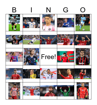 Soccer players Bingo Card