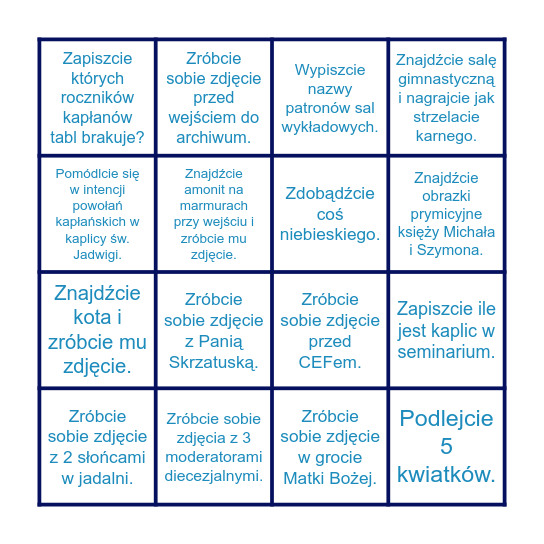 SEMINARYJNE BINGO Card