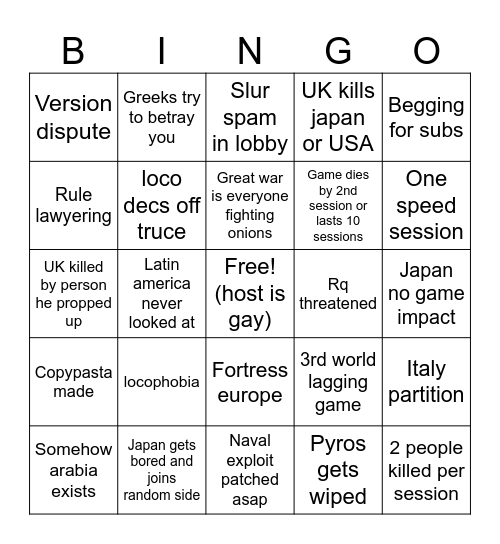 OOSCORD GAME Bingo Card