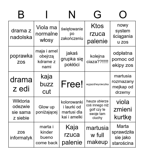 Pierdolnik 2025/2026 bingo Card