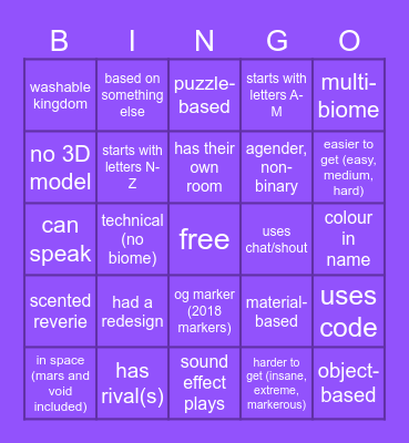 Find The Markers Bingo Card