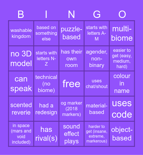 Find The Markers Bingo Card