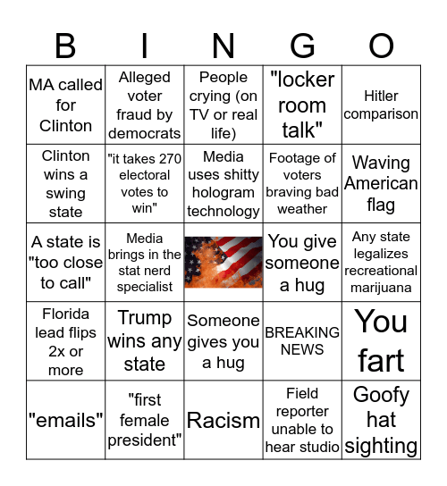 Election Night Bingo Card