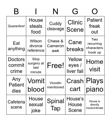 House Md Bingo Card