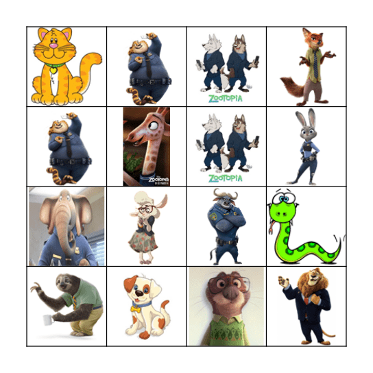 Animal Cracker Bingo Card