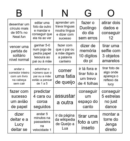 Corrida mega fixe Bingo Card