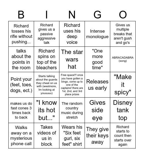 Manny and Richard Bingo Card