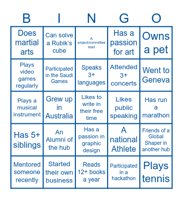 Global Shapers Onboarding! Bingo Card