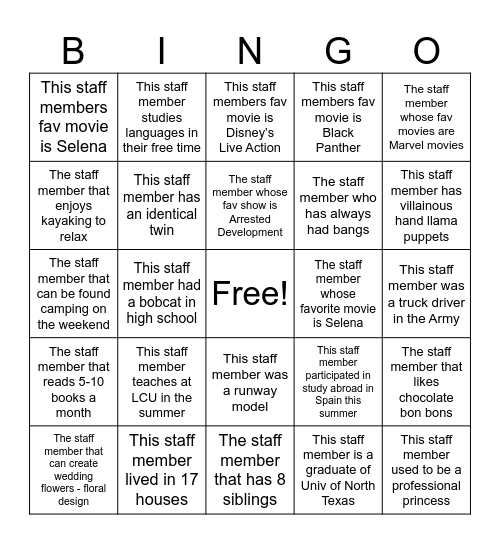 Breaker Bingo Card