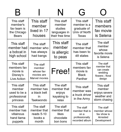 Breaker Bingo Card
