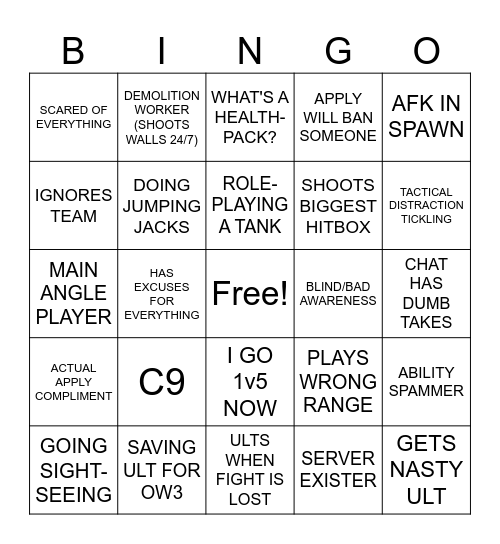 APPLY VOD BINGO Card