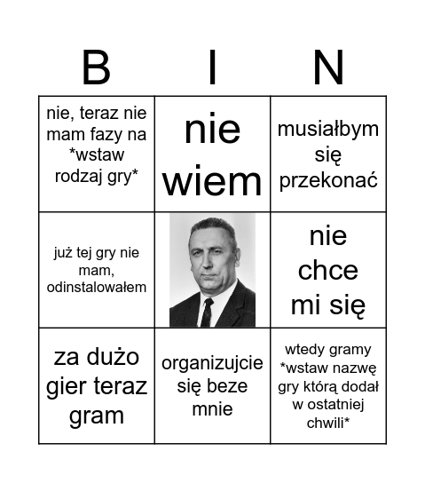 miganie się jokera od gry Bingo Card