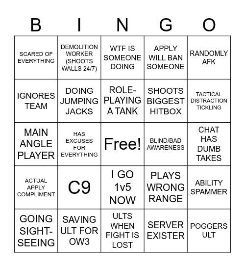 APPLY VOD BINGO Card