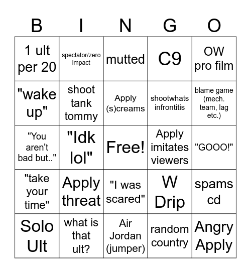 Bonda's Bingo Card