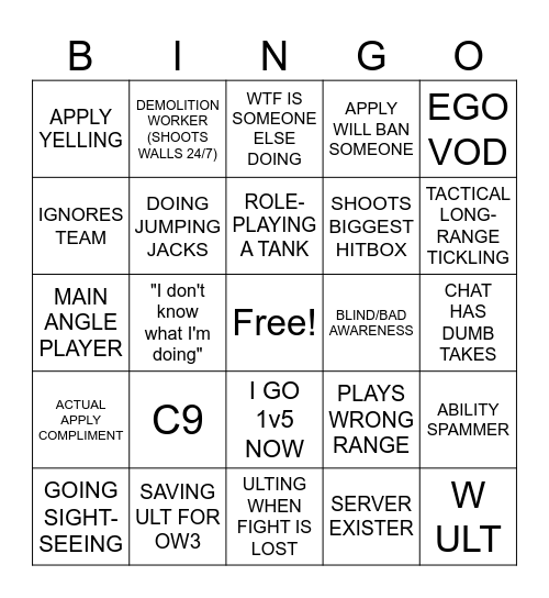 Critz Bingo Card Bingo Card