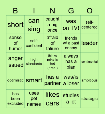 Mike Wazowski Kin Bingo Card