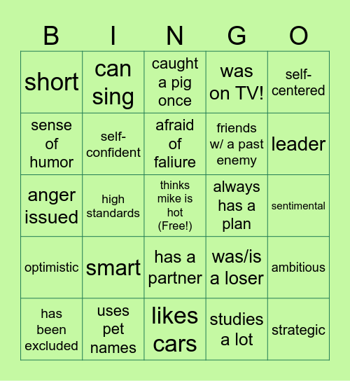 Mike Wazowski Kin Bingo Card