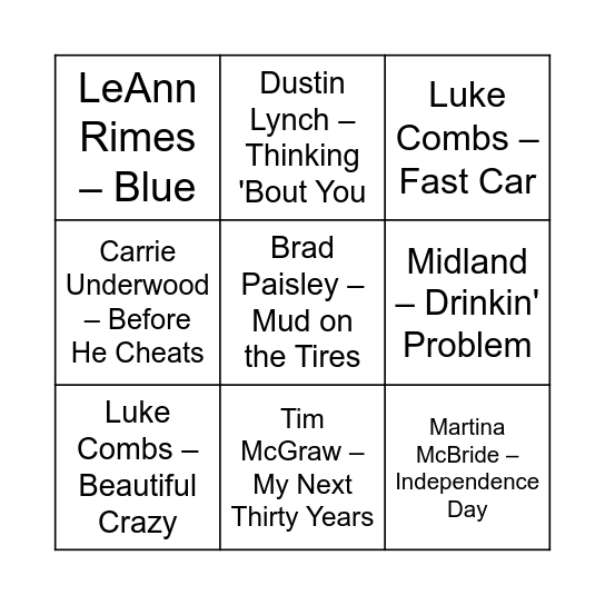 Game Five Bingo Card