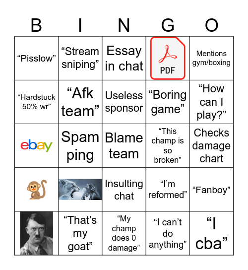 Tarzaned Bingo Card