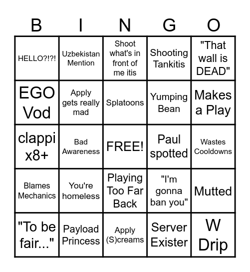 Crazyguy's Bingo Board Bingo Card