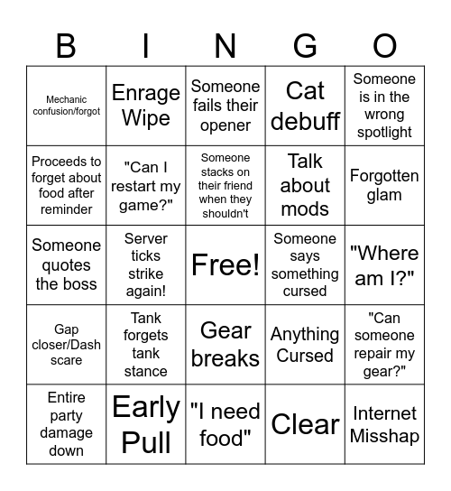 FFXIV Raiding with UWU M5S Bingo Card