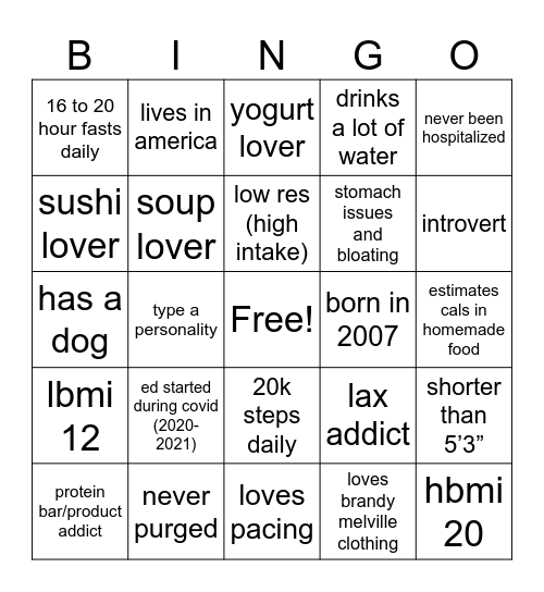 em’s bingo Card